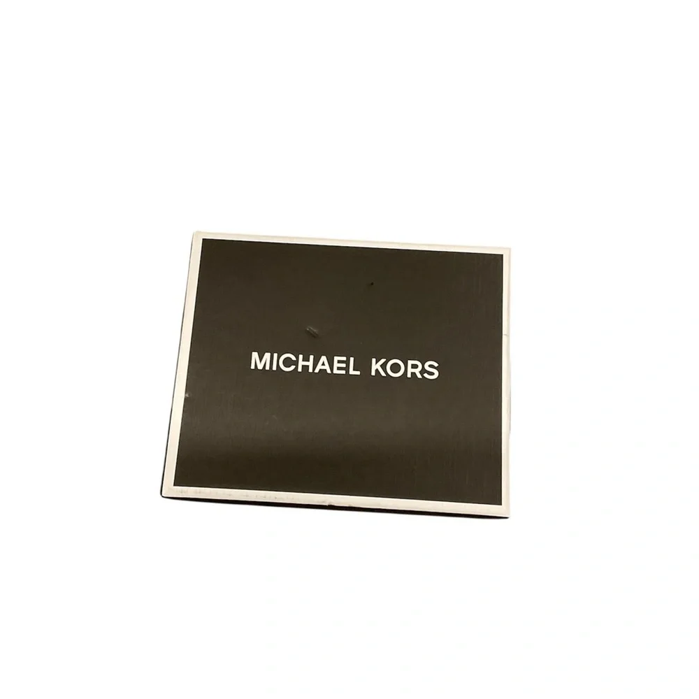 Michael Kors Mens Slim Billfold Wallet Black Saffiano Leather Silver MK Logo New